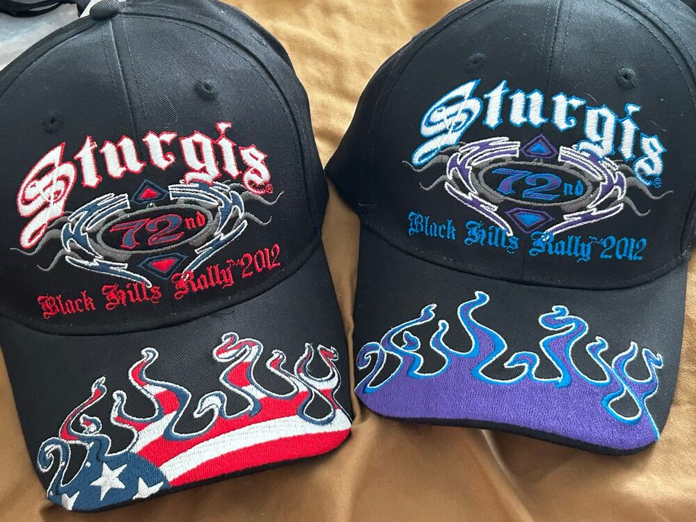 2012 Sturgis 72nd Black Hills Rally Flame Hats NWT Lot of 2 Adjustable